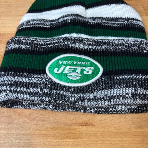 New York Jets Hat Cap Mens Beanie Gray Green Knit Winter Hat - Picture 3 of 7